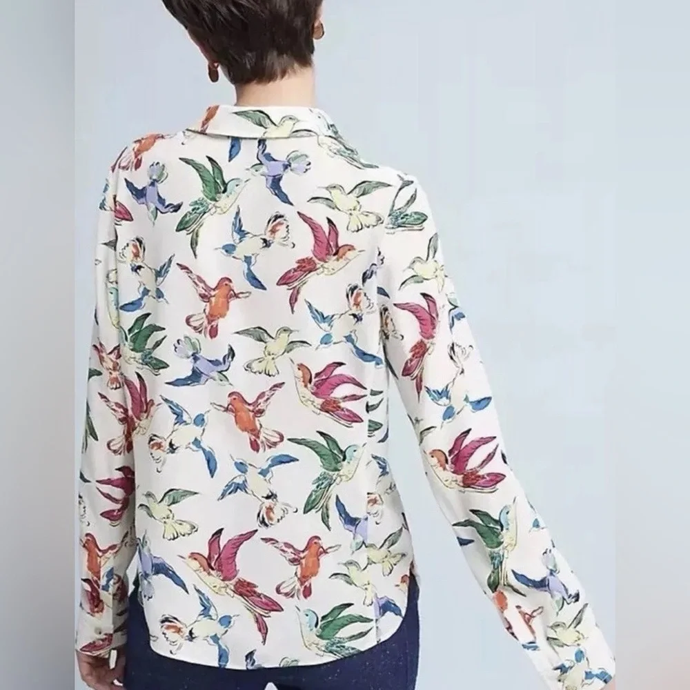 Maeve by Anthropologie Blouse with Colorful Bird Print - Picture 3 of 5